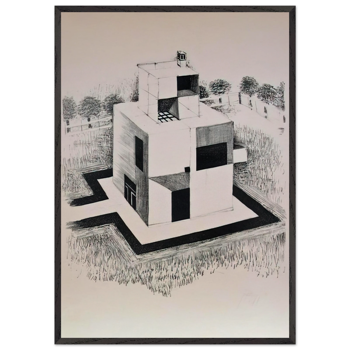 Haus Des Weissen Mannes - 1924 - Johannes Itten Framed Art Print – Black Wooden Frame - Default Title - -Framed Art Print