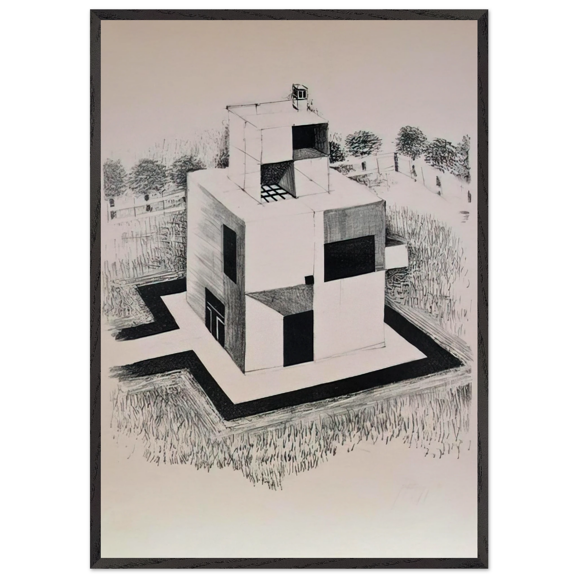 Haus Des Weissen Mannes - 1924 - Johannes Itten Framed Art Print – Black Wooden Frame - Default Title - -Framed Art Print