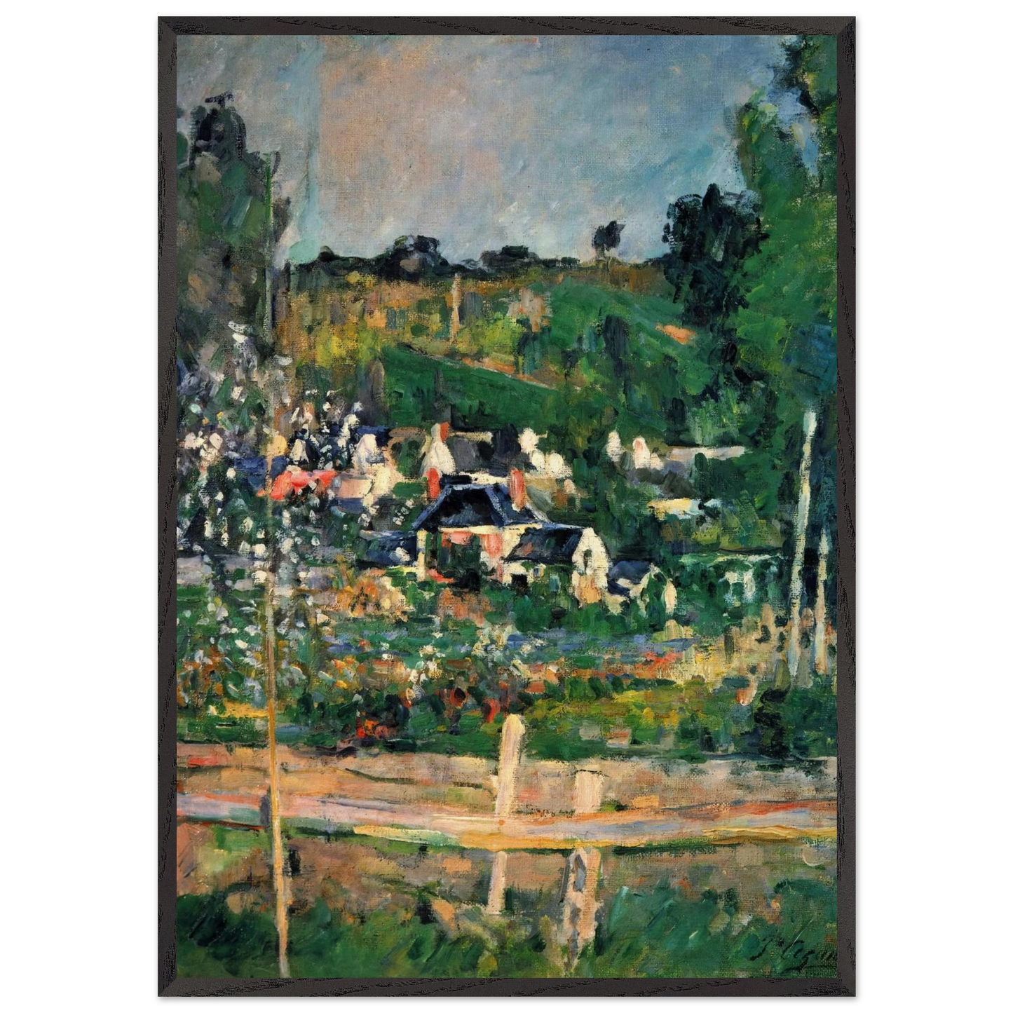 View of Auvers N1 - Paul Cezanne 70x100 cm / 28x40 inches Framed Art Print – Black Wooden Frame