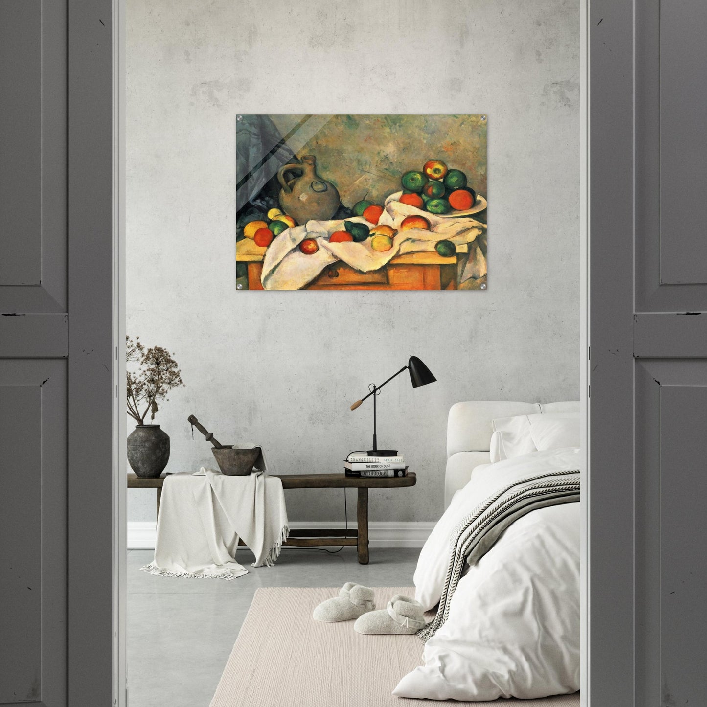 Curtain, Jug and Fruit - Paul Cézanne Acrylic Print - 70x100 cm / 28x40″ inches