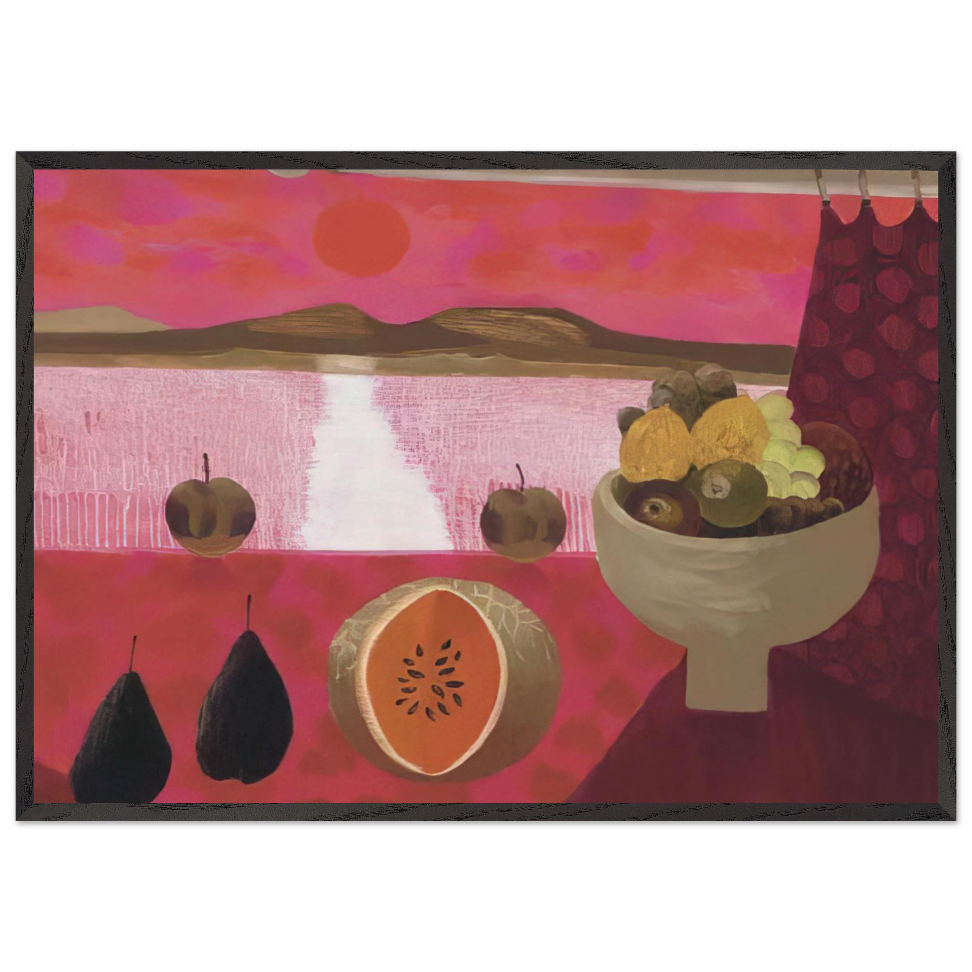 Still life with fruit - 1997 - Mary Fedden Framed Art Print – Black Wooden Frame - Default Title - -Framed Art Print