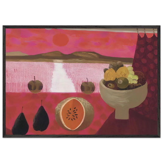 Still life with fruit - 1997 - Mary Fedden Framed Art Print – Black Wooden Frame - Default Title - -Framed Art Print