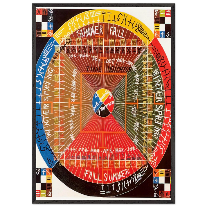 The Sun Rises Twice Per 3 Per 4 - 1973 - Alfred Jensen 70x100 cm / 28x40 inches Framed Art Print – Black Wooden Frame