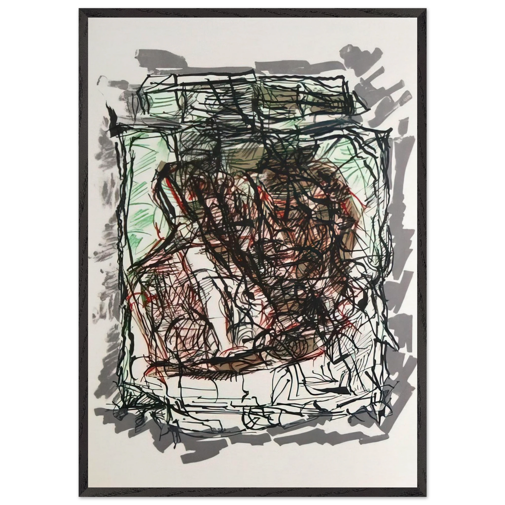 Lithographie 1976 - Jean-Paul Riopelle Framed Art Print – Black Wooden Frame - Default Title - -Framed Art Print