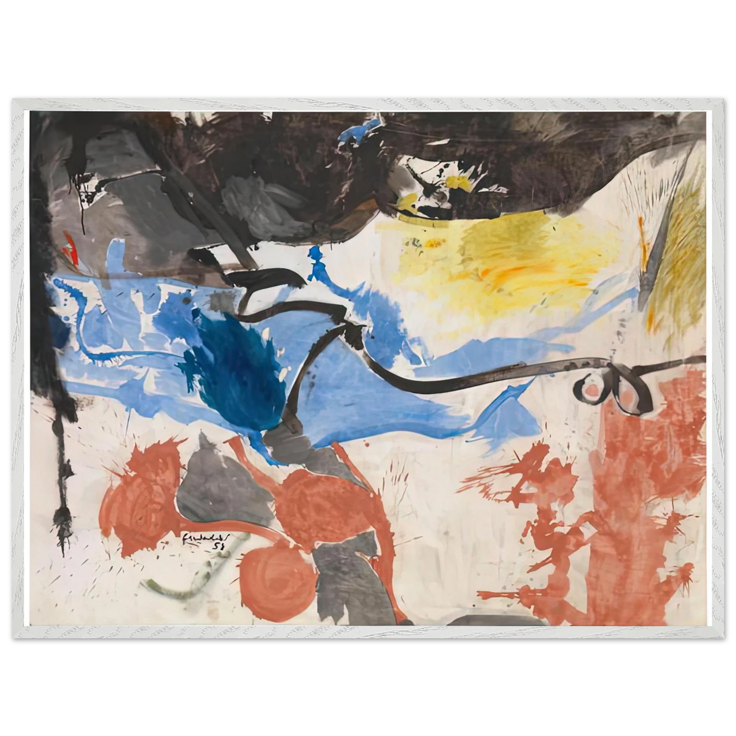 Helen Frankenthaler - Hotel Cro-Magnon, 1958- Wall Art - 60x80 cm / 24x32 inches - Premium Wooden Framed Poster With Fine Art Paper - Wood frame