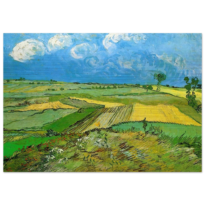 Wheat Fields at Auvers Under Clouded Sky - Vincent van Gogh Brushed Aluminum Print - 70x100 cm / 28x40 inches | Vincent van Gogh Aluminum Print | Vincent van Gogh Prints