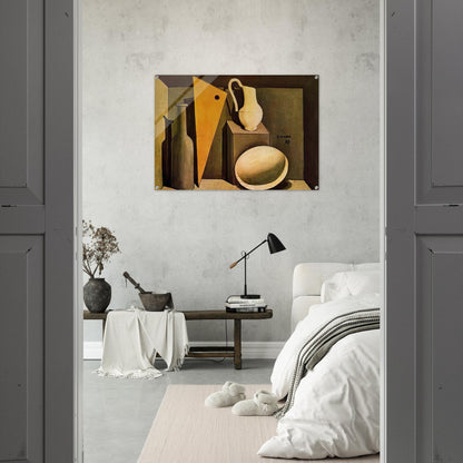 NATURA MORTA CON LA SQUADRA 1917 - Carlo Carra Acrylic Print - 70x100 cm / 28x40″ inches | Carlo Carra Wall Art | Carlo Carra Prints