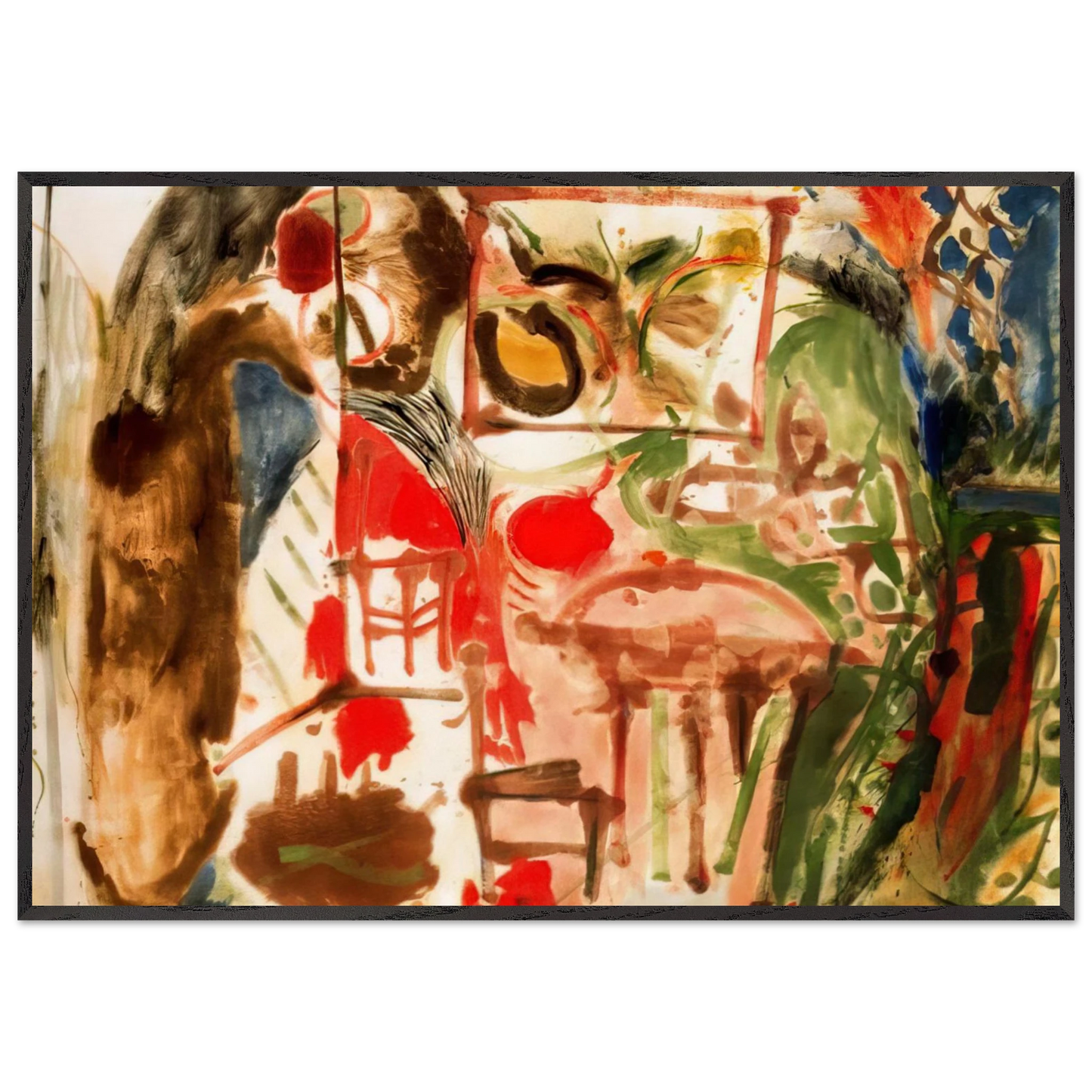 Helen Frankenthaler - Interior - 1957 Wall art - 21x29.7 cm / 8x12" - Premium Wooden Framed Poster With Fine Art Paper - Black frame