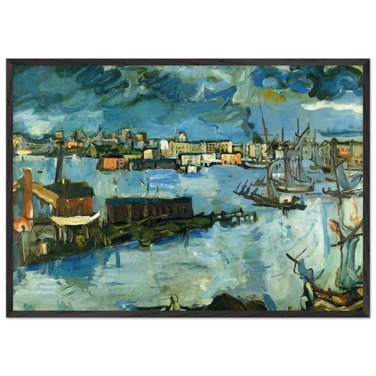 STOCKHOLM HARBOUR - OSKAR KOKOSCHKA Framed Art Print – Black Wooden Frame - Default Title - -Framed Art Print