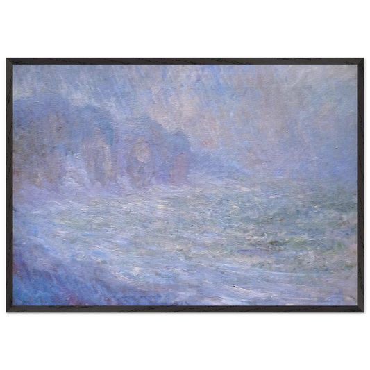 Cliffs at Pourville Rain - claude monet 70x100 cm / 28x40 inches Framed Art Print – Black Wooden Frame