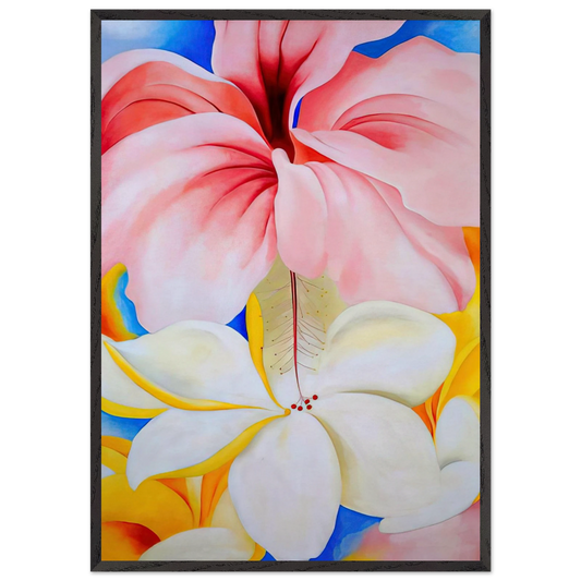 Hibiscus with Plumeria - Georgia OKeeffe 70x100 cm / 28x40 inches Framed Art Print – Black Wooden Frame