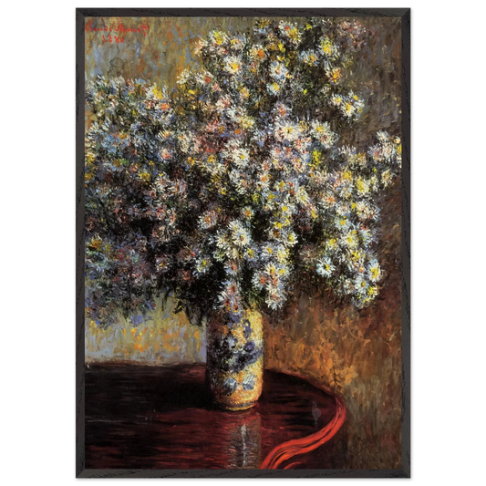 Asters - claude monet 70x100 cm / 28x40 inches Framed Art Print – Black Wooden Frame