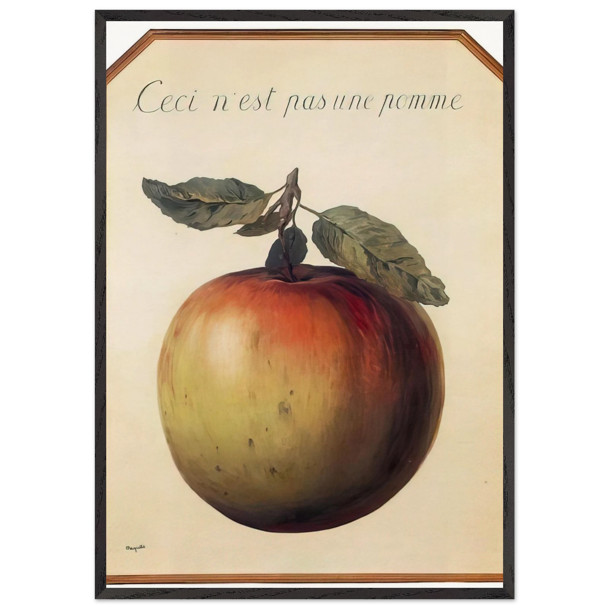 THIS IS NOT AN APPLE 1964 - Rene Magritte Framed Art Print – Black Wooden Frame - Default Title - -Framed Art Print