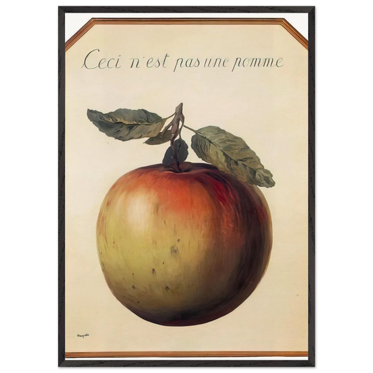 THIS IS NOT AN APPLE 1964 - Rene Magritte 70x100 cm / 28x40 inches Framed Art Print – Black Wooden Frame
