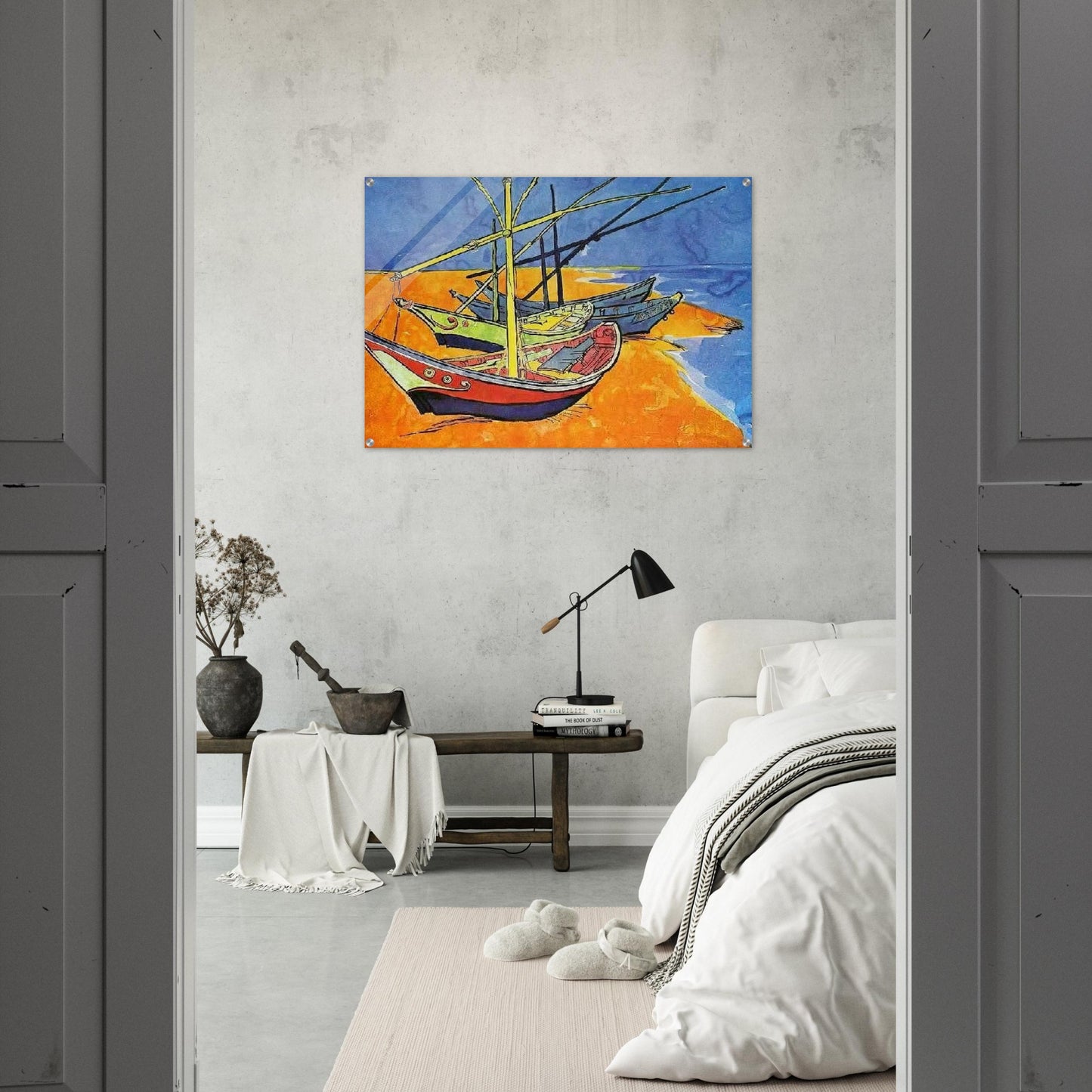 Fishing Boats on the Beach at Saintes-Maries-de-la-Mer - Vincent van Gogh Acrylic Print - 70x100 cm / 28x40″ inches