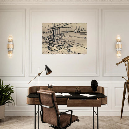 Fishing Boats on the Beach - Vincent van Gogh Brushed Aluminum Print - 70x100 cm / 28x40 inches | Vincent van Gogh Aluminum Print | Vincent van Gogh Prints