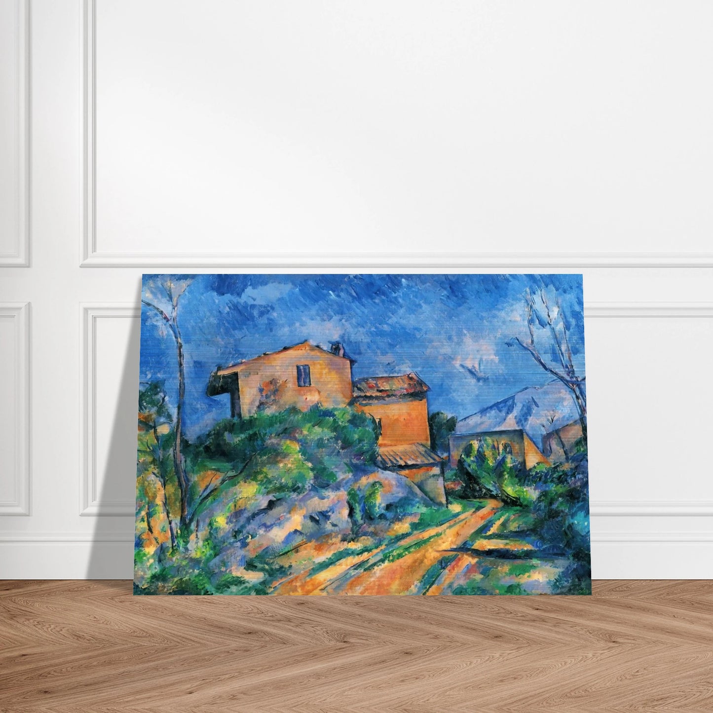 Maison Maria with a View of Chateau Noir - Paul Cézanne Brushed Aluminum Print - 70x100 cm / 28x40 inches | Paul Cézanne Aluminum Print | Paul Cézanne Prints