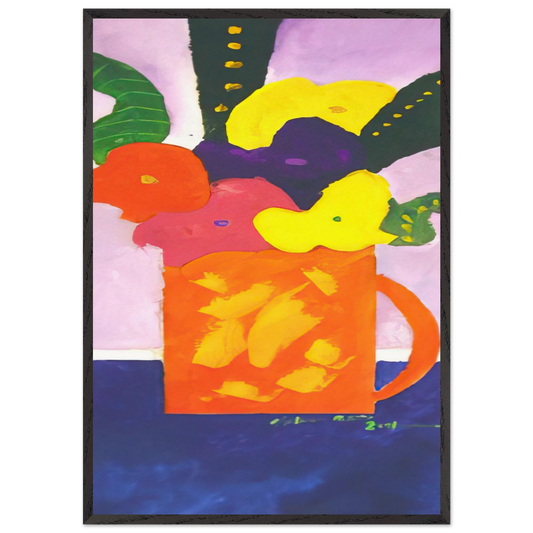 Jar With Flowers - 2001 - Aldemir Martins Framed Art Print – Black Wooden Frame - Default Title - -Framed Art Print