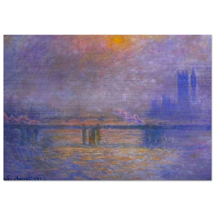 Charing Cross Bridge, The Thames 02 - claude monet Brushed Aluminum Print - 70x100 cm / 28x40 inches | claude monet Aluminum Print | claude monet Prints