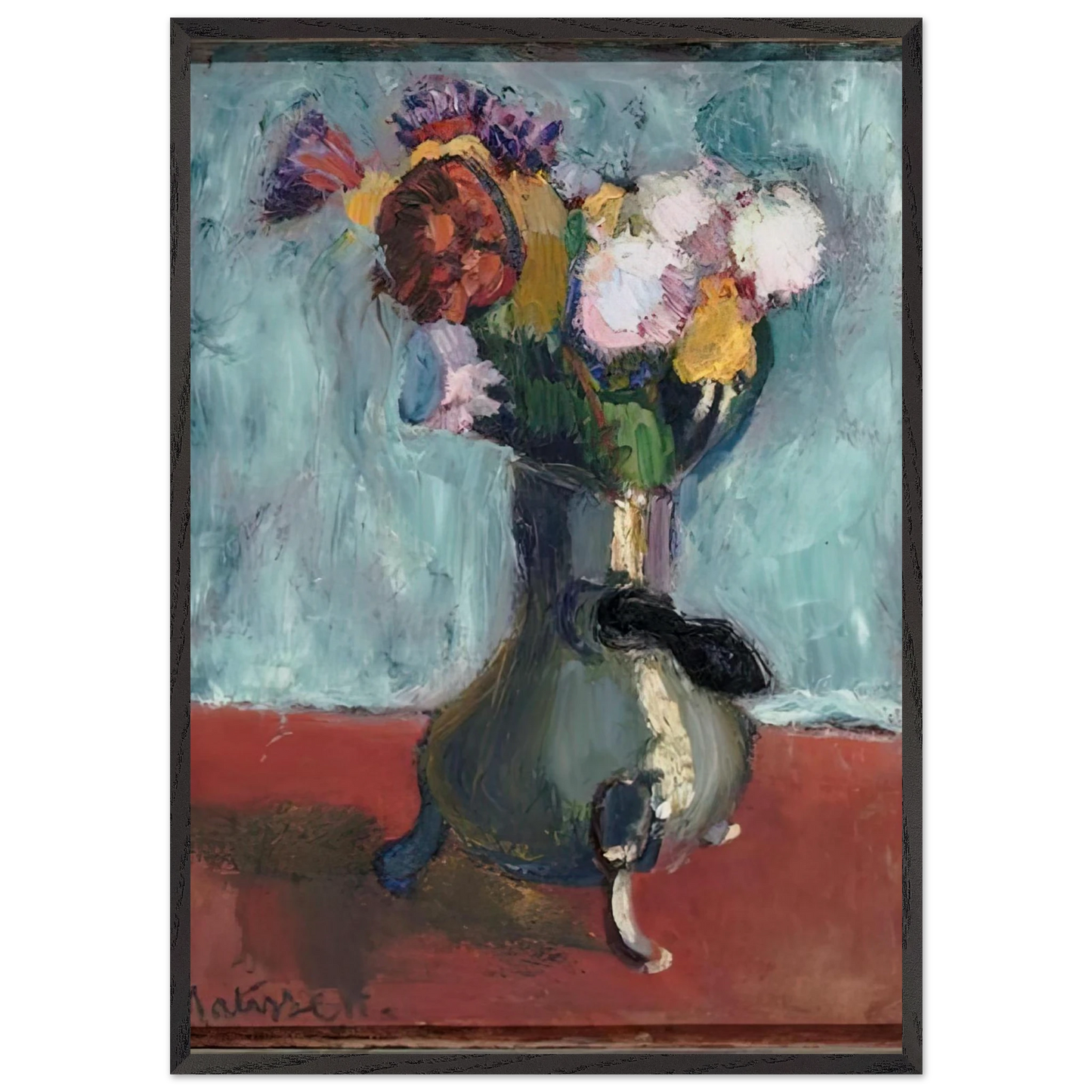 BOUQUET OF FLOWERS IN CHOCOLATE 1902 - Henri Matisse Framed Art Print – Black Wooden Frame - Default Title - -Framed Art Print