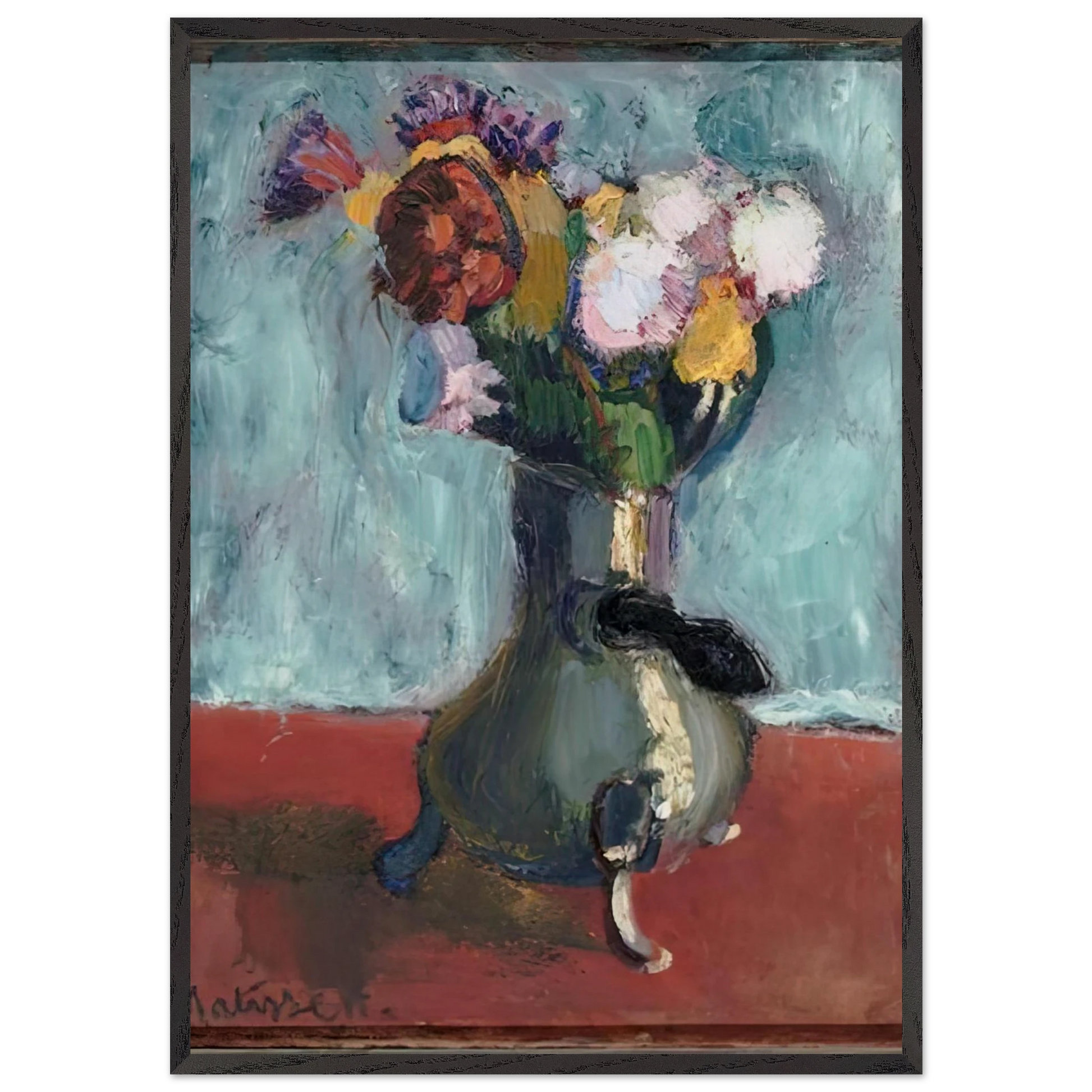 BOUQUET OF FLOWERS IN CHOCOLATE 1902 - Henri Matisse Framed Art Print – Black Wooden Frame - Default Title - -Framed Art Print