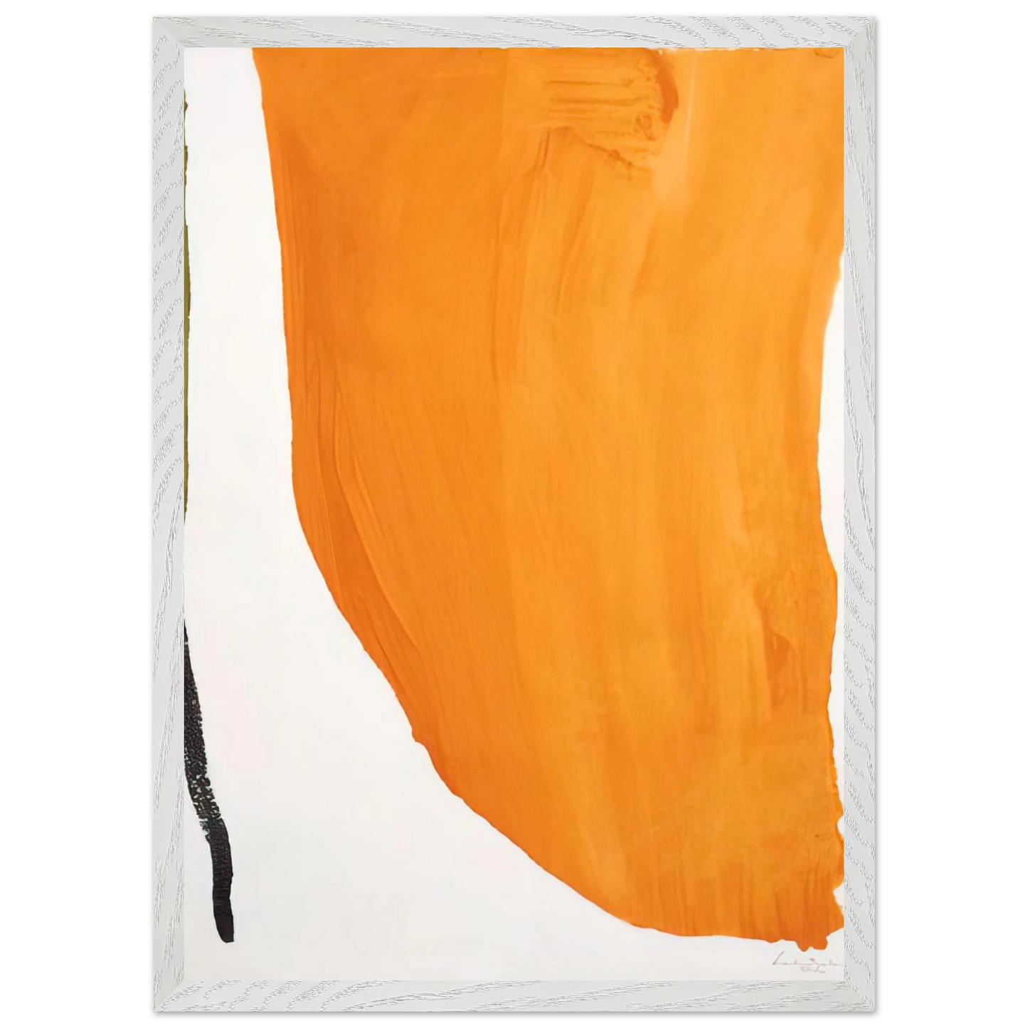 Helen Frankenthaler - Orange Downpour - 1970 Wall art - 28x43  cm / XL (11x17 inches) - Premium Wooden Framed Poster With Fine Art Paper - Black frame