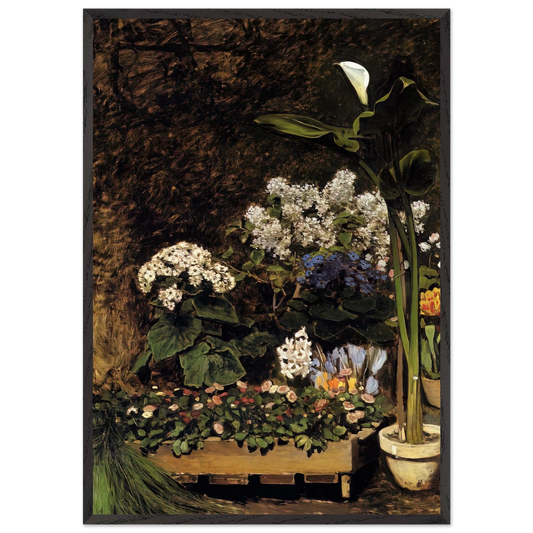 Spring Flowers N2 - Pierre-Auguste Renoir 70x100 cm / 28x40 inches Framed Art Print – Black Wooden Frame