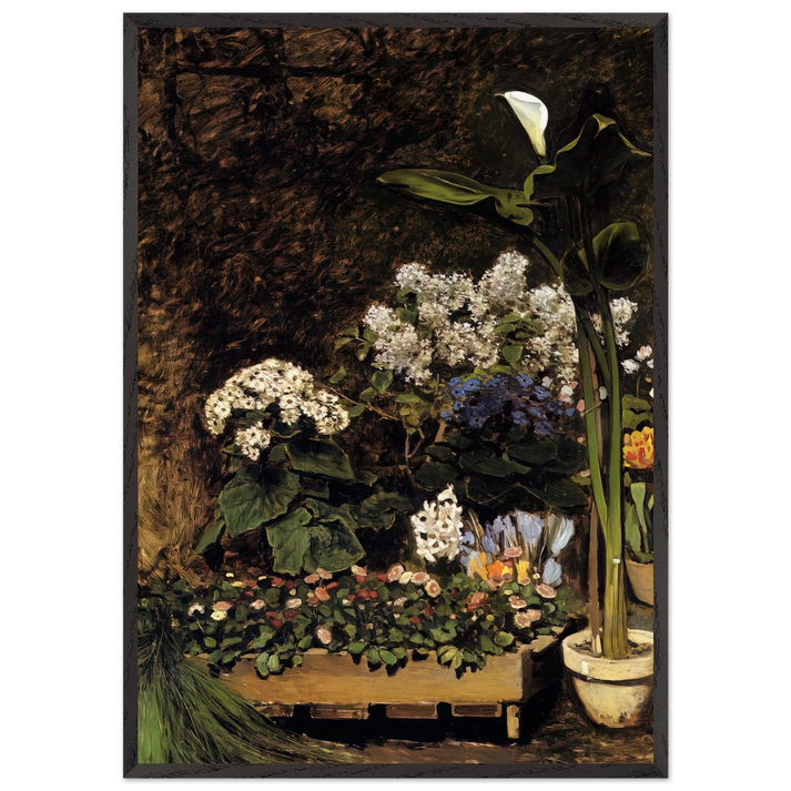 Spring Flowers N2 - Pierre-Auguste Renoir 70x100 cm / 28x40 inches Framed Art Print – Black Wooden Frame