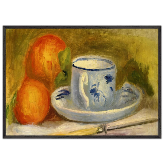 Cup and Oranges - Pierre-Auguste Renoir 70x100 cm / 28x40 inches Framed Art Print – Black Wooden Frame