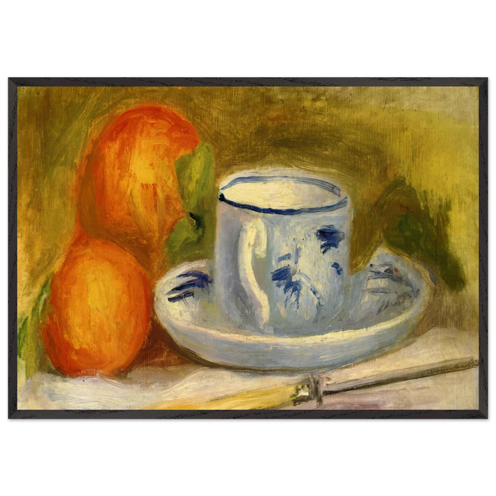 Cup and Oranges - Pierre-Auguste Renoir 70x100 cm / 28x40 inches Framed Art Print – Black Wooden Frame