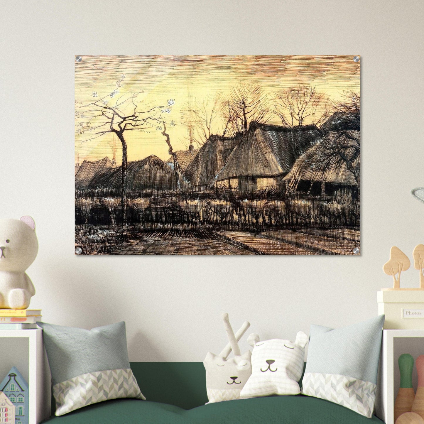Houses with Thatched Roofs - Vincent van Gogh Acrylic Print - 70x100 cm / 28x40″ inches | Vincent van Gogh Wall Art | Vincent van Gogh Prints