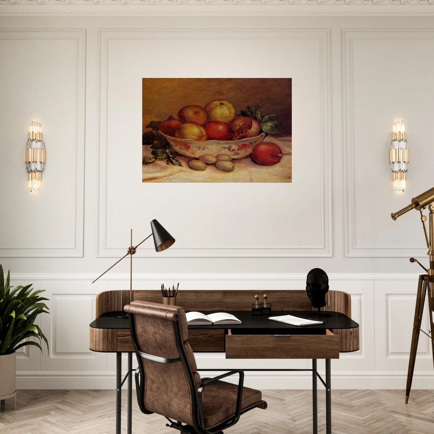 Still Life with Pomegranates - Pierre-Auguste Renoir Brushed Aluminum Print - 70x100 cm / 28x40 inches | Pierre-Auguste Renoir Aluminum Print | Pierre-Auguste Renoir Prints