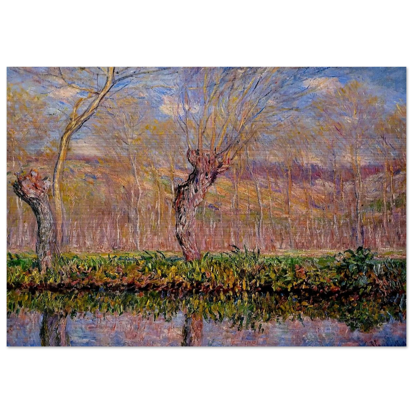 The Banks of the River Epte in Springtime - claude monet Brushed Aluminum Print - 70x100 cm / 28x40 inches | claude monet Aluminum Print | claude monet Prints