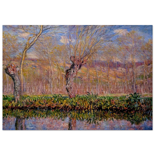 The Banks of the River Epte in Springtime - claude monet Brushed Aluminum Print - 70x100 cm / 28x40 inches | claude monet Aluminum Print | claude monet Prints
