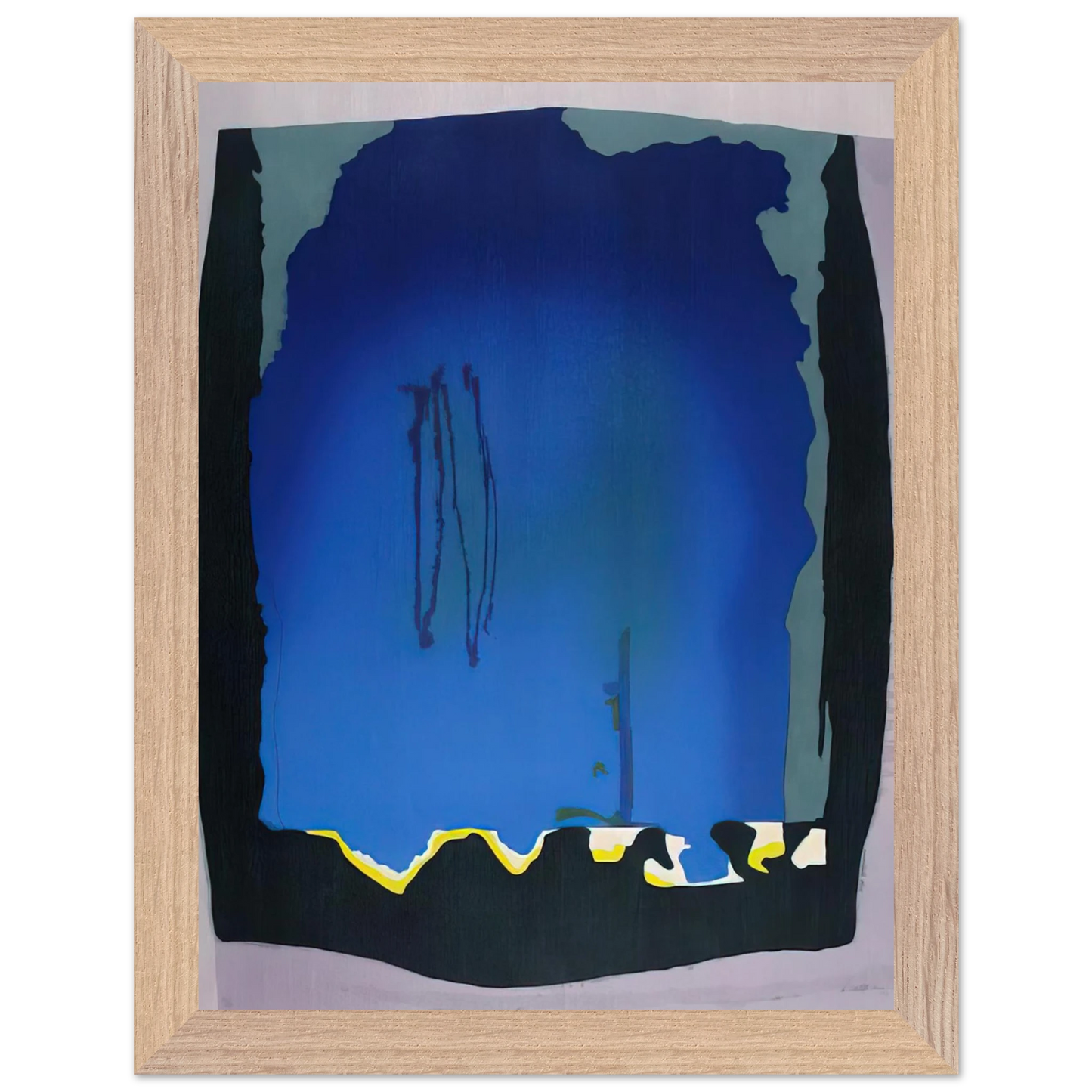 Helen Frankenthaler - Freefall - 1992 Wall art - 28x43  cm / XL (11x17 inches) - Premium Wooden Framed Poster With Fine Art Paper - Wood frame