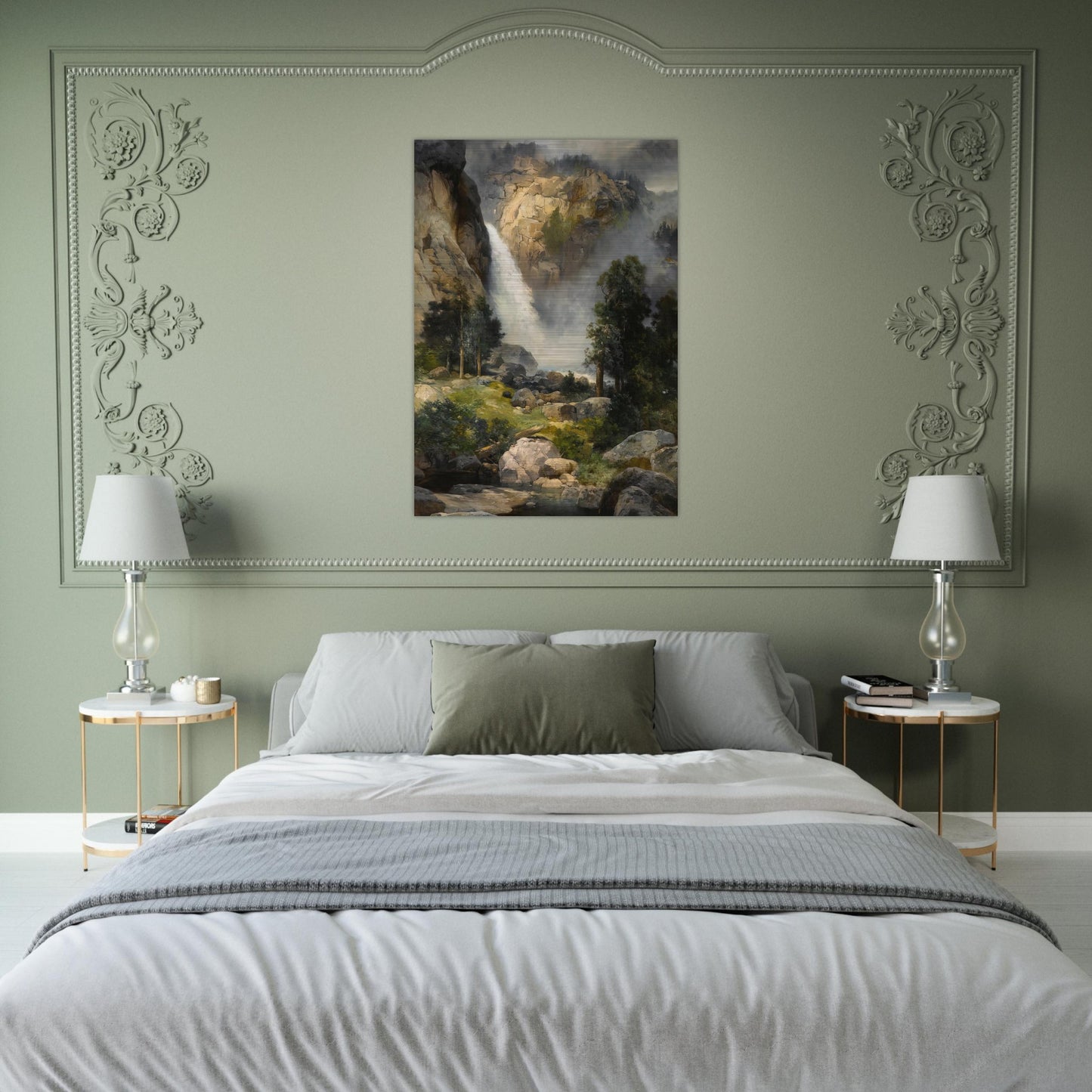 Cascade Falls, Yosemite - Thomas Moran Brushed Aluminum Print - 70x100 cm / 28x40 inches | Thomas Moran Aluminum Print | Thomas Moran Prints