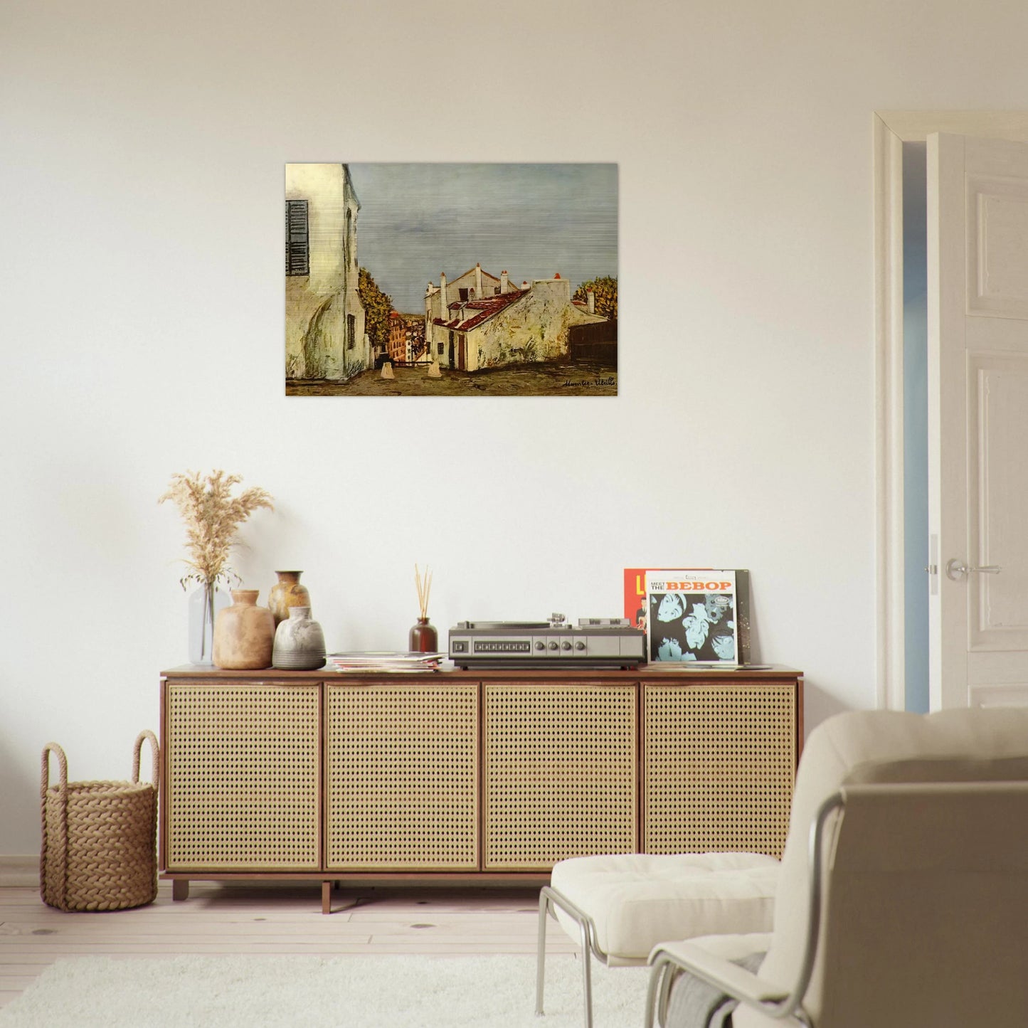 HOUSES IN MONTMARTRE - Maurice Utrillo Brushed Aluminum Print - 70x100 cm / 28x40 inches | Maurice Utrillo Aluminum Print | Maurice Utrillo Prints