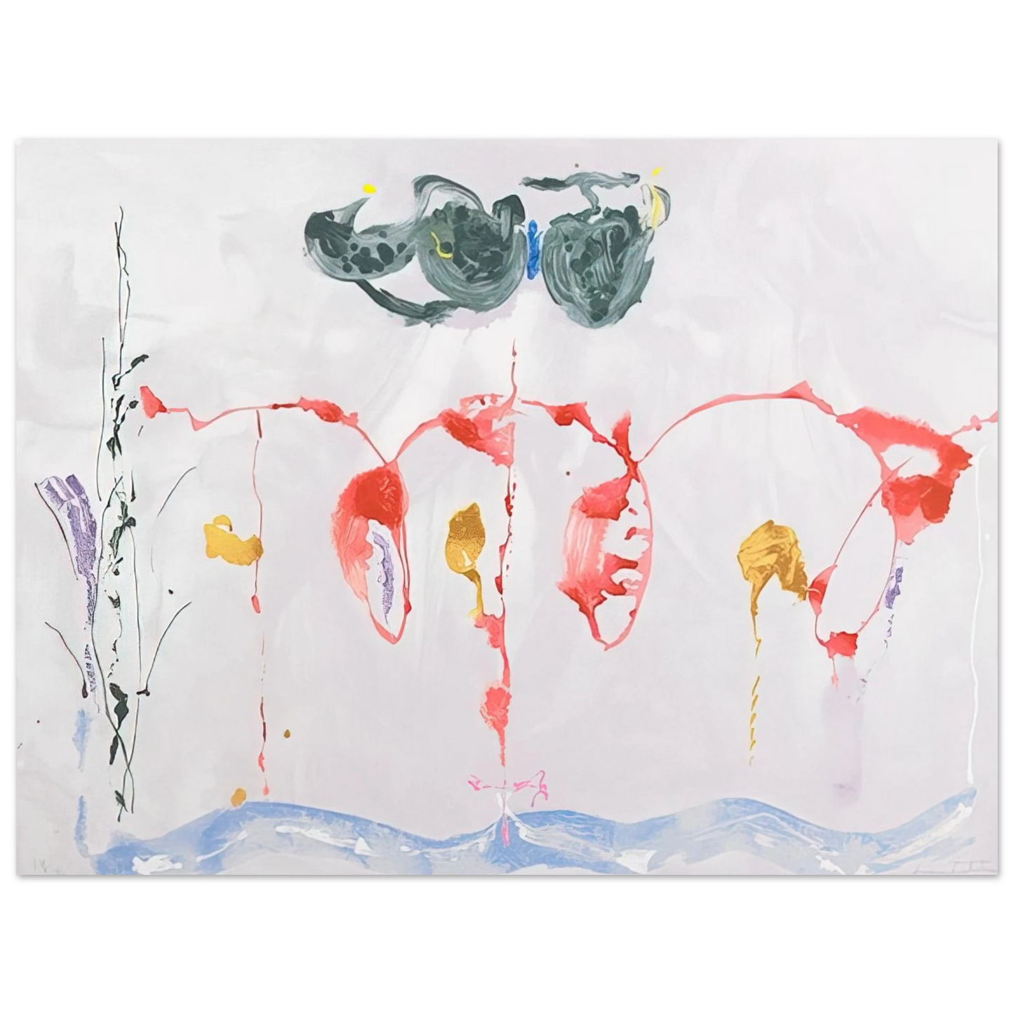 Helen Frankenthaler - Aerie - 2009 Wall art - 70x100 cm / 28x40 inches - Premium Wooden Framed Poster With Fine Art Paper - Black frame