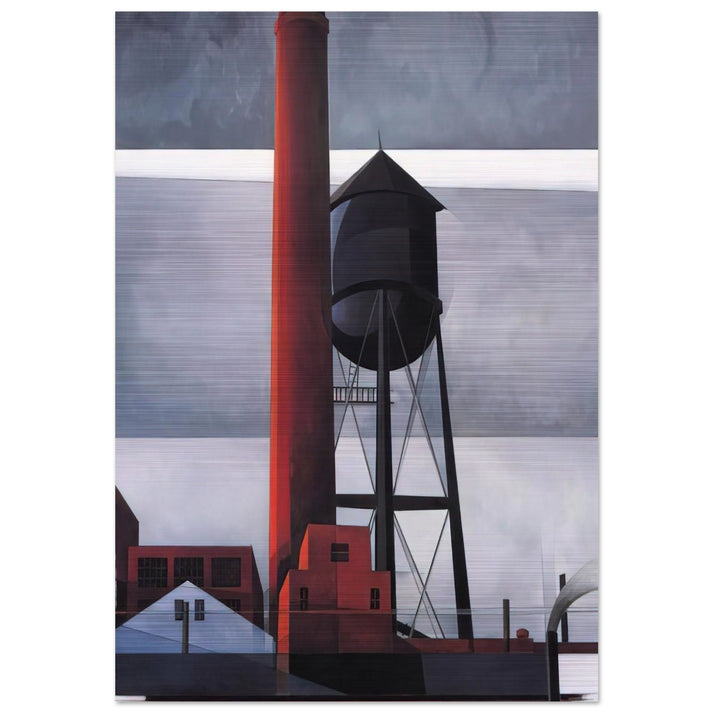 Chimney and Water Tower - 1931 - Charles Demuth Brushed Aluminum Print - 70x100 cm / 28x40 inches | Charles Demuth Aluminum Print | Charles Demuth Prints