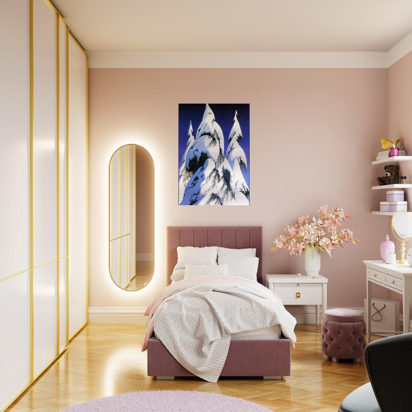 Snow Trees - Eyvind Earle Brushed Aluminum Print - 70x100 cm / 28x40 inches | Eyvind Earle Aluminum Print | Eyvind Earle Prints