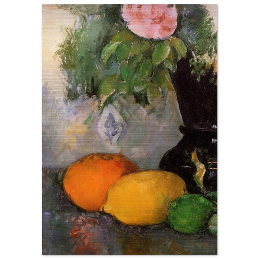 Flowers and Fruit - Paul Cézanne Brushed Aluminum Print - 70x100 cm / 28x40 inches | Paul Cézanne Aluminum Print | Paul Cézanne Prints