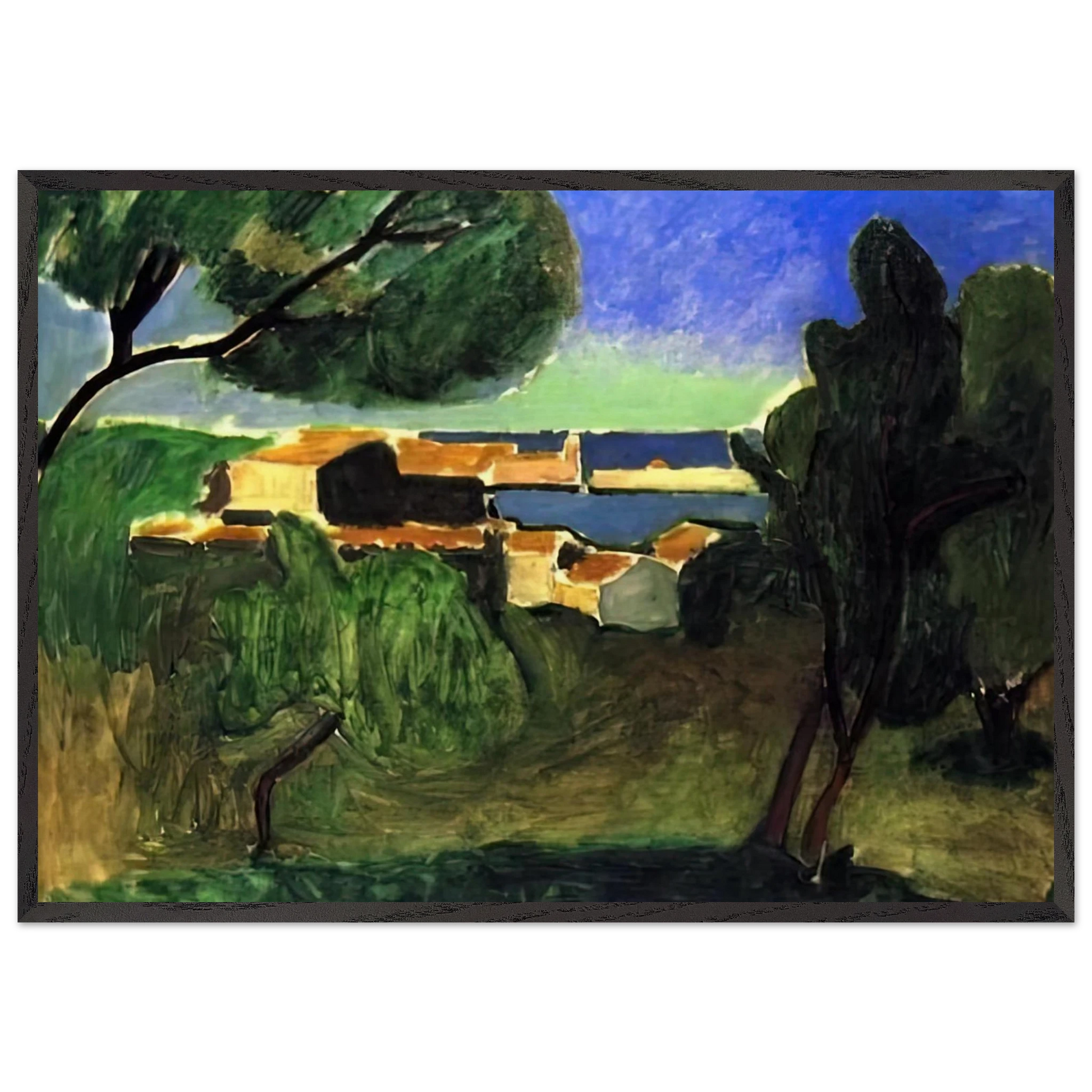 LANDSCAPE AT COLLIOURE III 1907 - Henri Matisse Framed Art Print – Black Wooden Frame - Default Title - -Framed Art Print