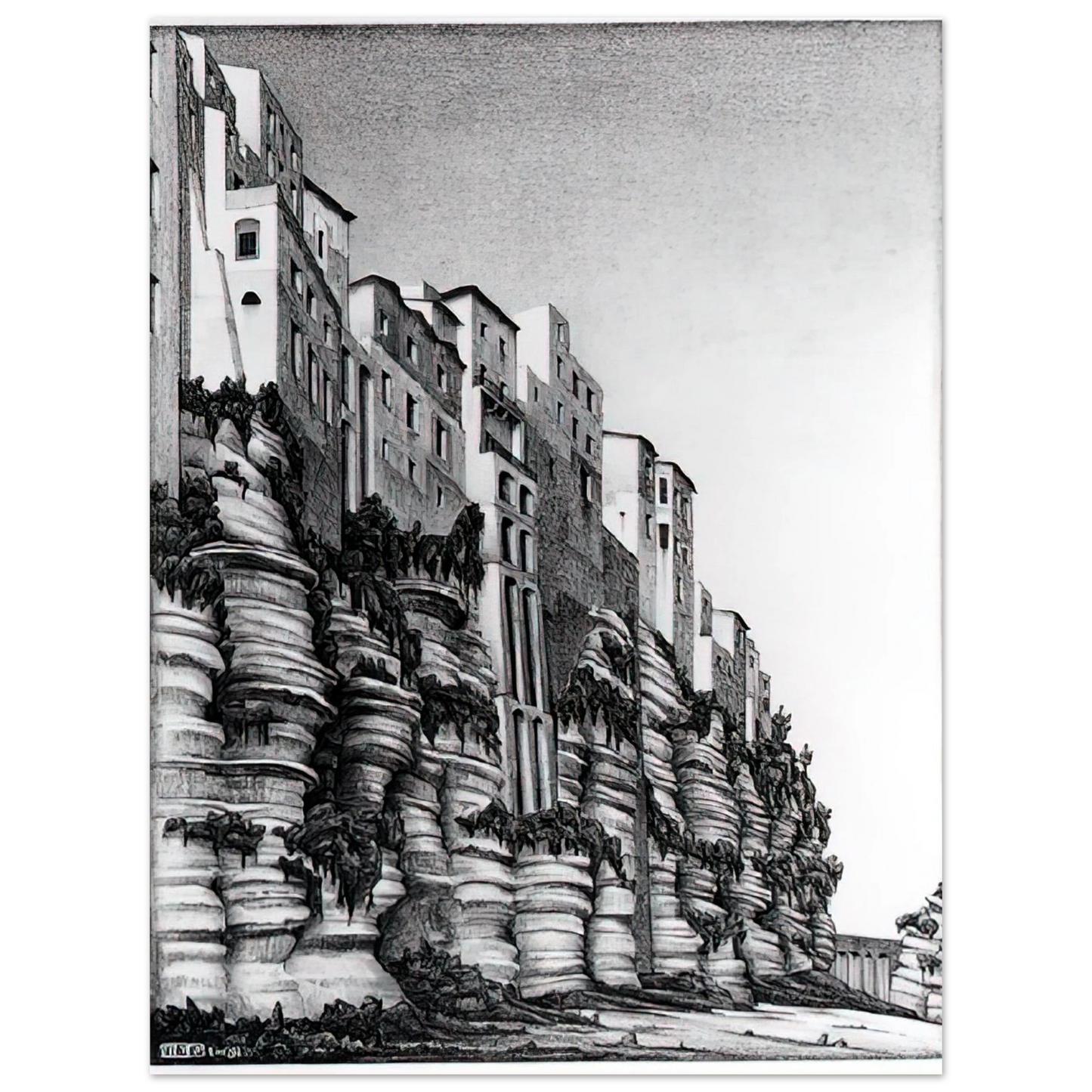 MC Escher - TROPEA CALABRIA Wall Art - 21x29.7 cm / 8x12" - Fine Art Poster - -