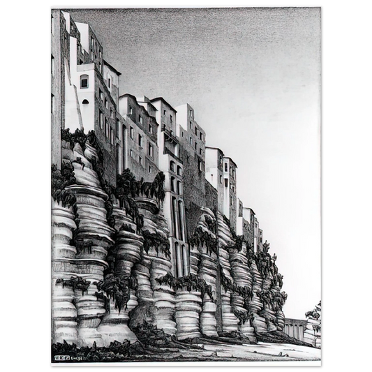 MC Escher - TROPEA CALABRIA Wall Art - 21x29.7 cm / 8x12" - Fine Art Poster - -