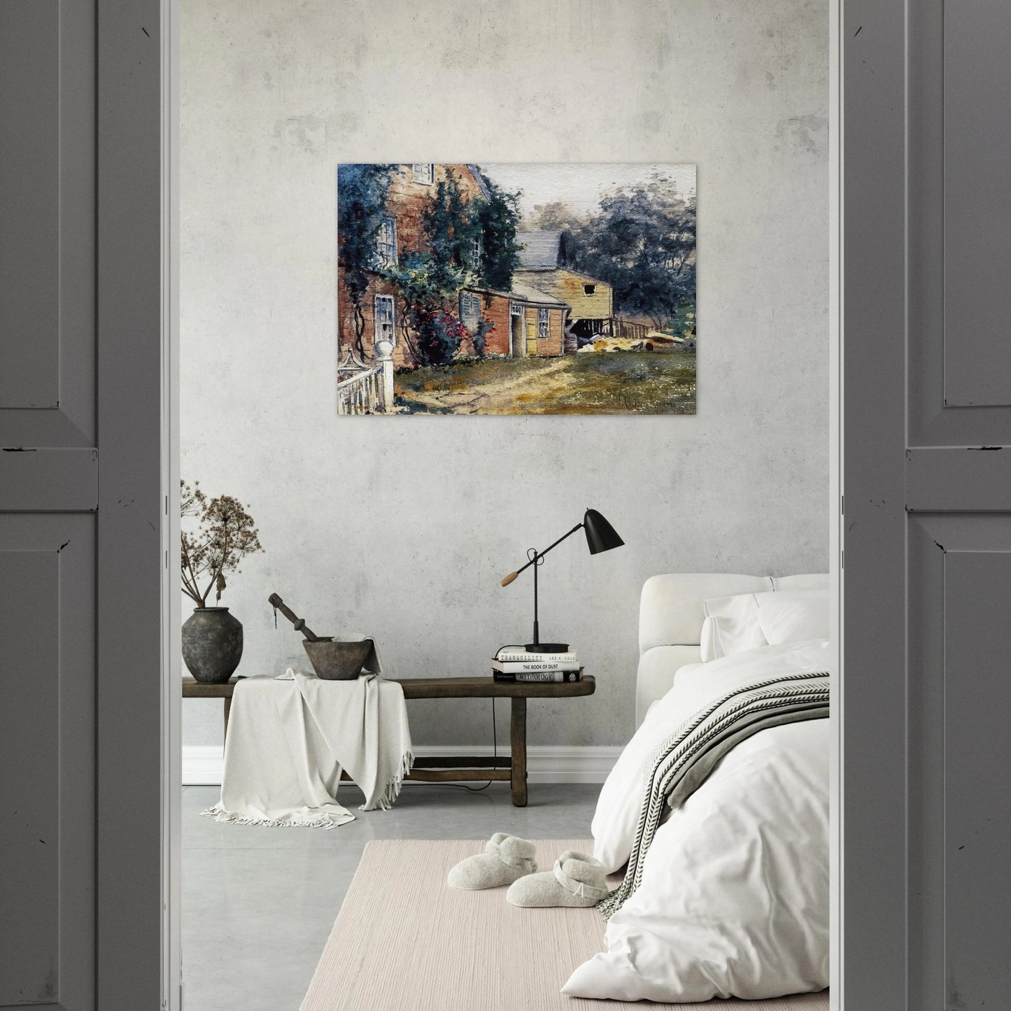 Old House, Nantucket - Childe Hassam Brushed Aluminum Print - 70x100 cm / 28x40 inches | Childe Hassam Aluminum Print | Childe Hassam Prints