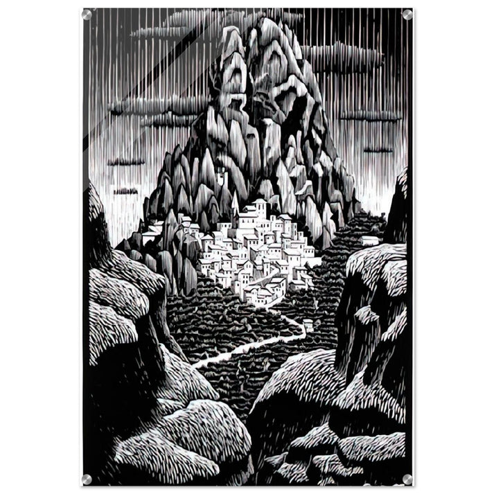 PENTEDATTIO CALABRIA JANUARY 1930 1930 - MC Escher Acrylic Print - 70x100 cm / 28x40″ inches | MC Escher Wall Art | MC Escher Prints