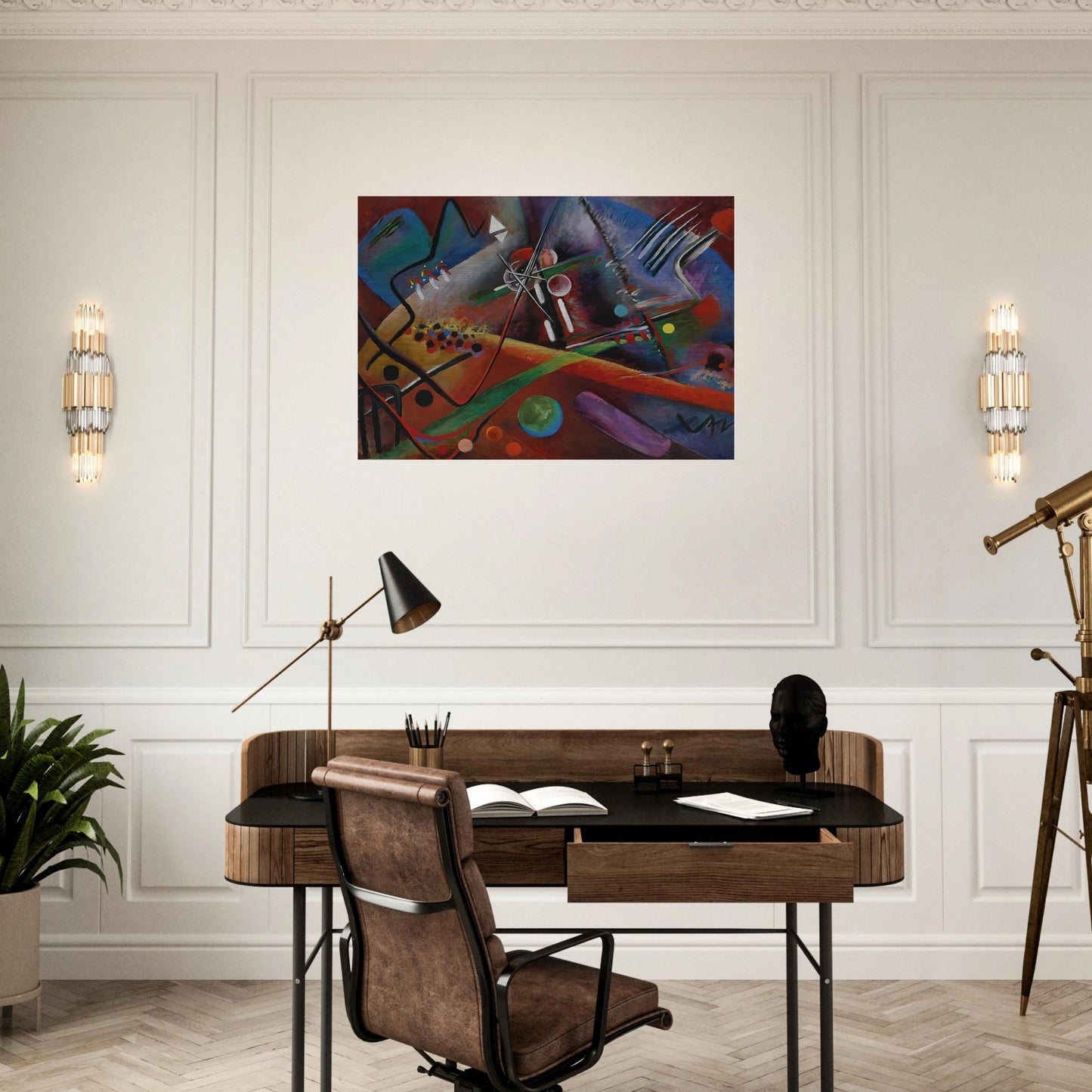 CON ROSO 1918 - Rudolf Bauer Brushed Aluminum Print - 70x100 cm / 28x40 inches | Rudolf Bauer Aluminum Print | Rudolf Bauer Prints