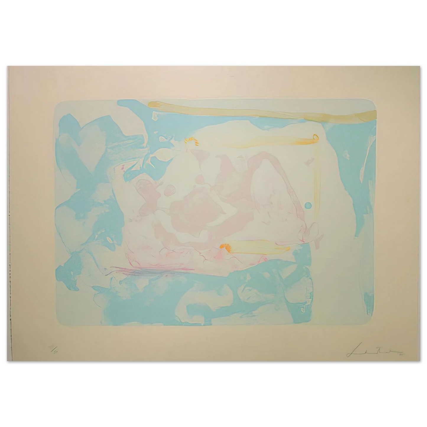 Helen Frankenthaler - Reflections III - 1995 Wall art - 30x45 cm / 12x18 inches - Premium Wooden Framed Poster With Fine Art Paper - Wood frame