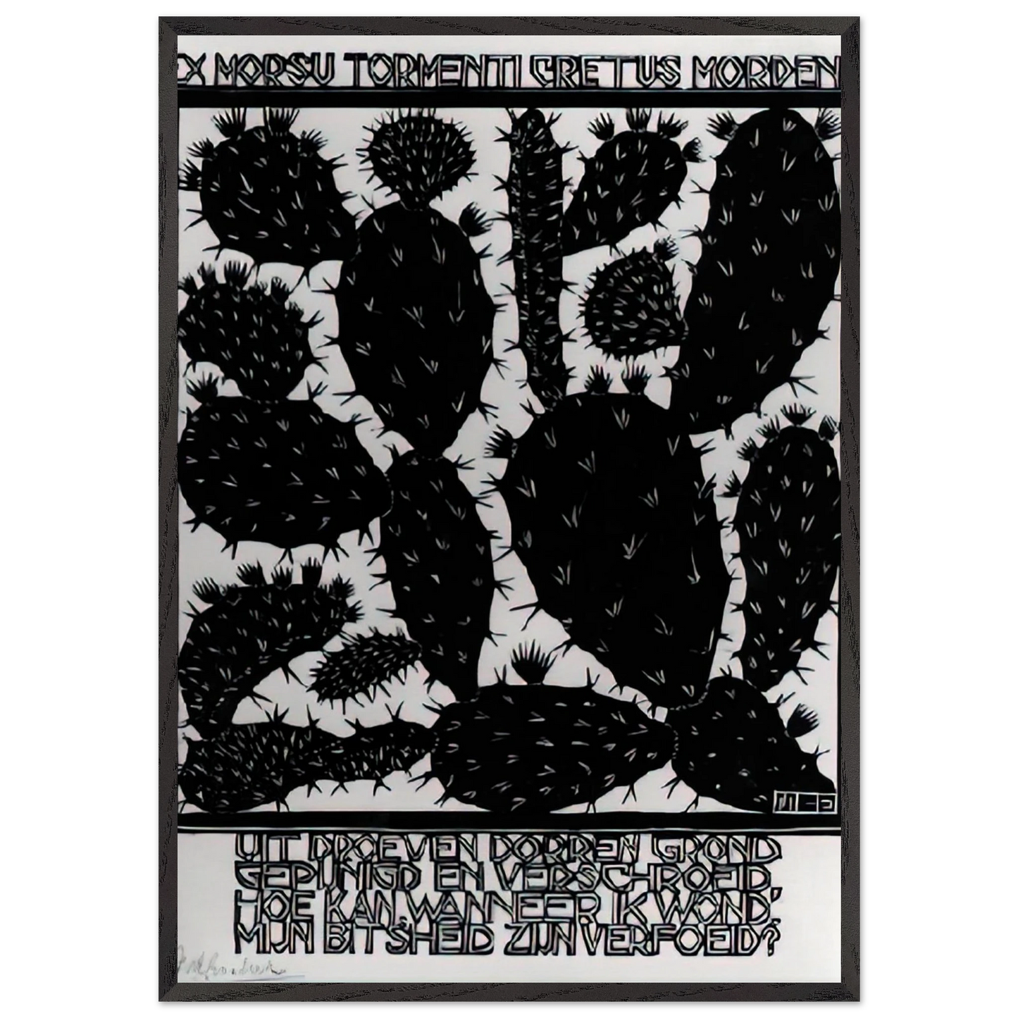 EMBLEMATA CACTUS - MC Escher Framed Art Print – Black Wooden Frame - Default Title - -Framed Art Print