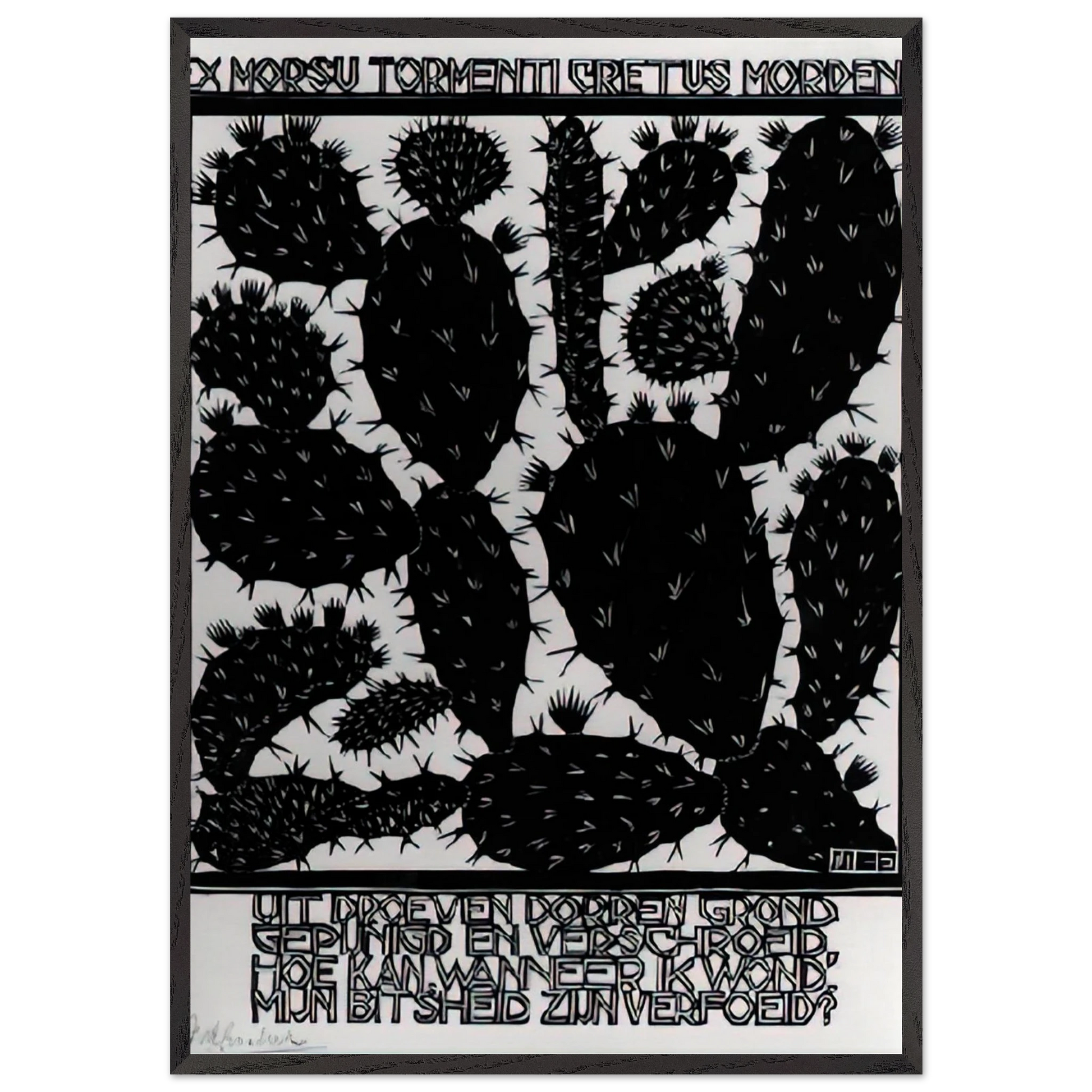 EMBLEMATA CACTUS - MC Escher Framed Art Print – Black Wooden Frame - Default Title - -Framed Art Print